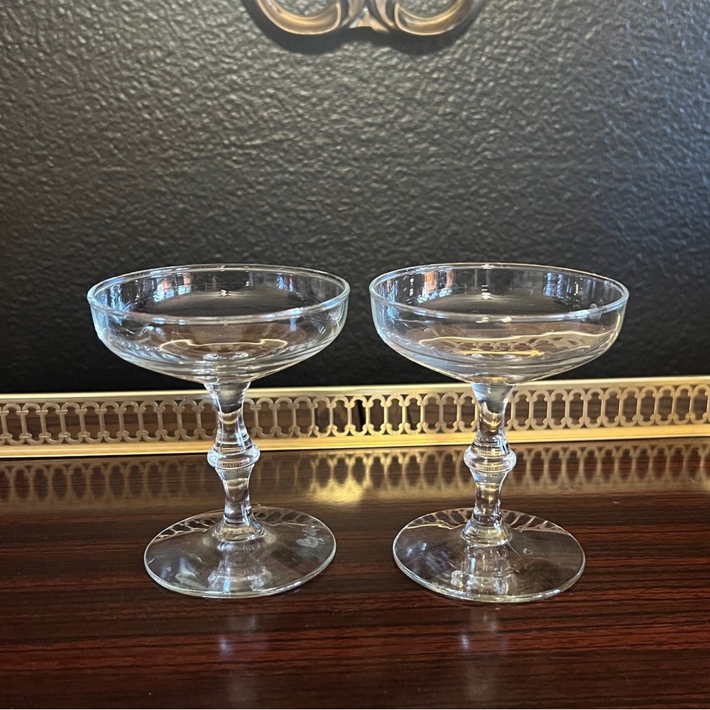 Vintage Libby Cane Stem Champagne Coupes